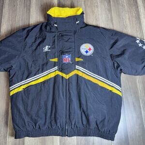 VINTAGE MENS PRO LINE AUTHENTIC PITTSBURGH STEELERS PULLOVER Zip JACKET IN 2XL